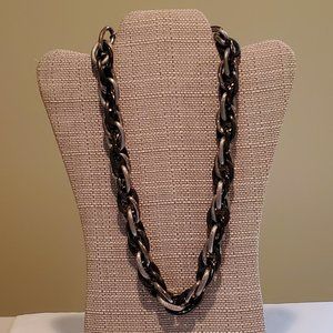 Metallic Silver and Black Chunky Chain Necklace